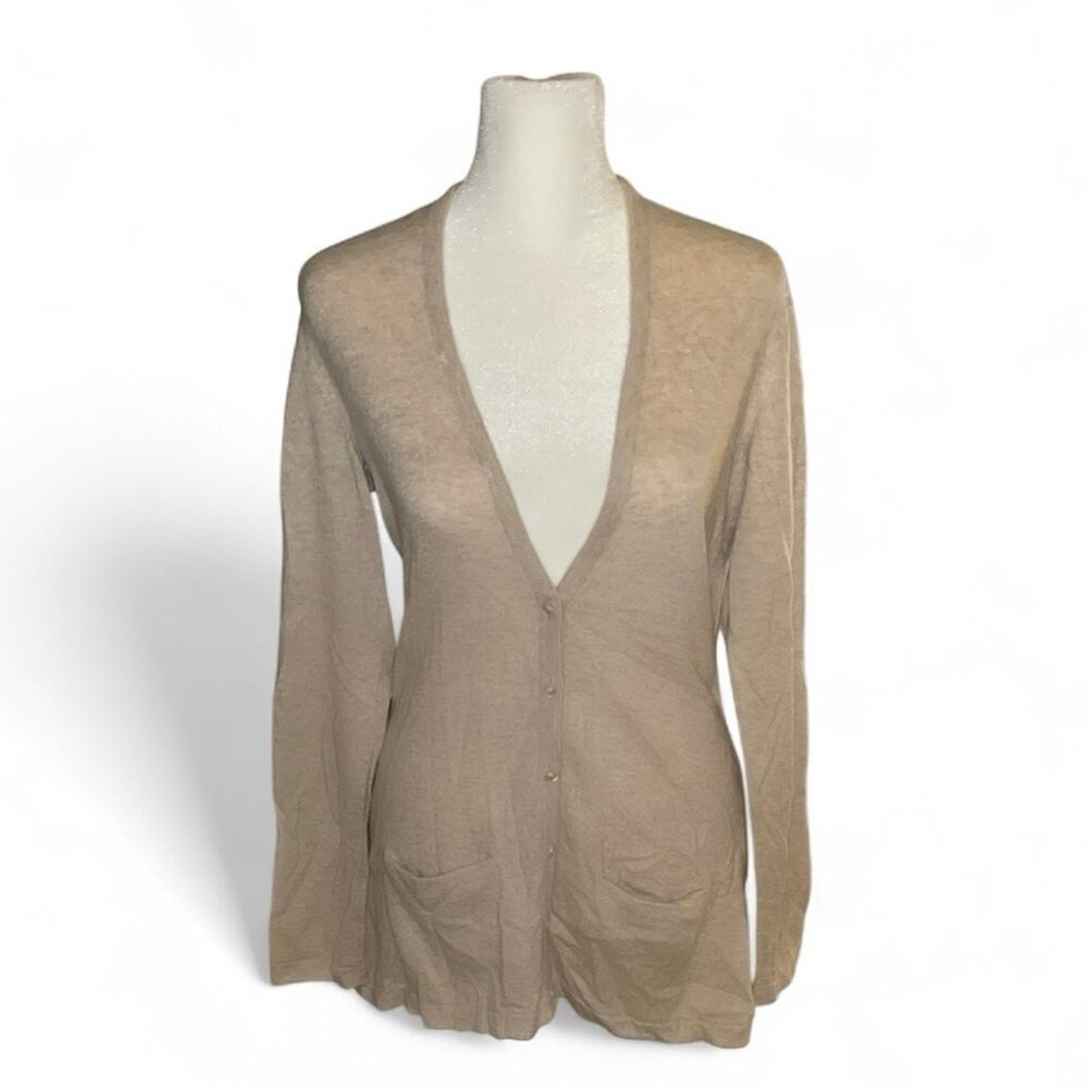 BANANA REPUBLIC 100% Cashmere Sz Small Cardigan Beige Pockets
